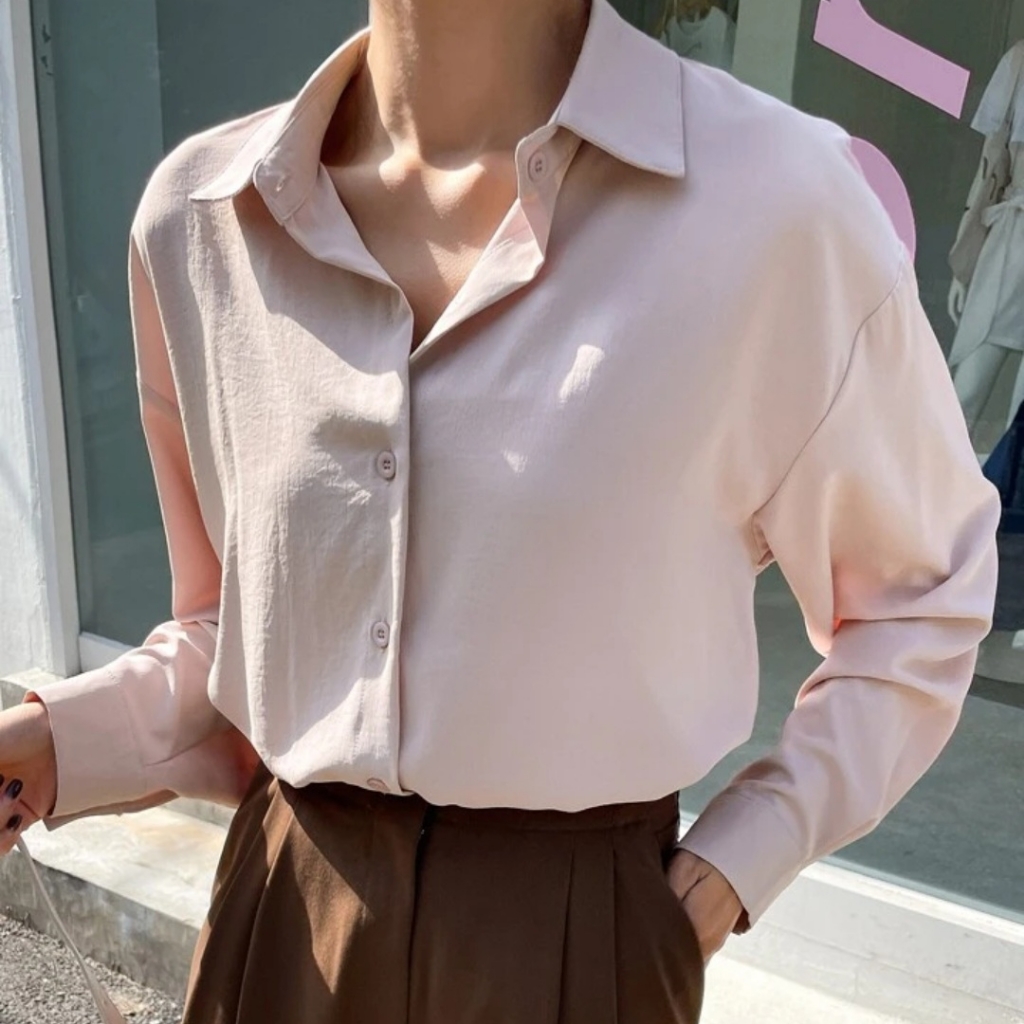 Dazy Textured Corduroy Button Up Collared Blouse, Siz M